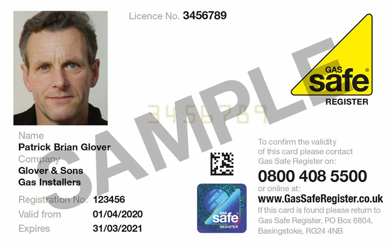Gas Safe Registered engineer ID card