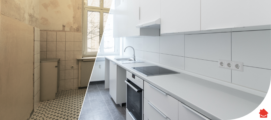 older style kitchen vs a newly refurbished Kitchen. From dodgy décor to minimalist dream